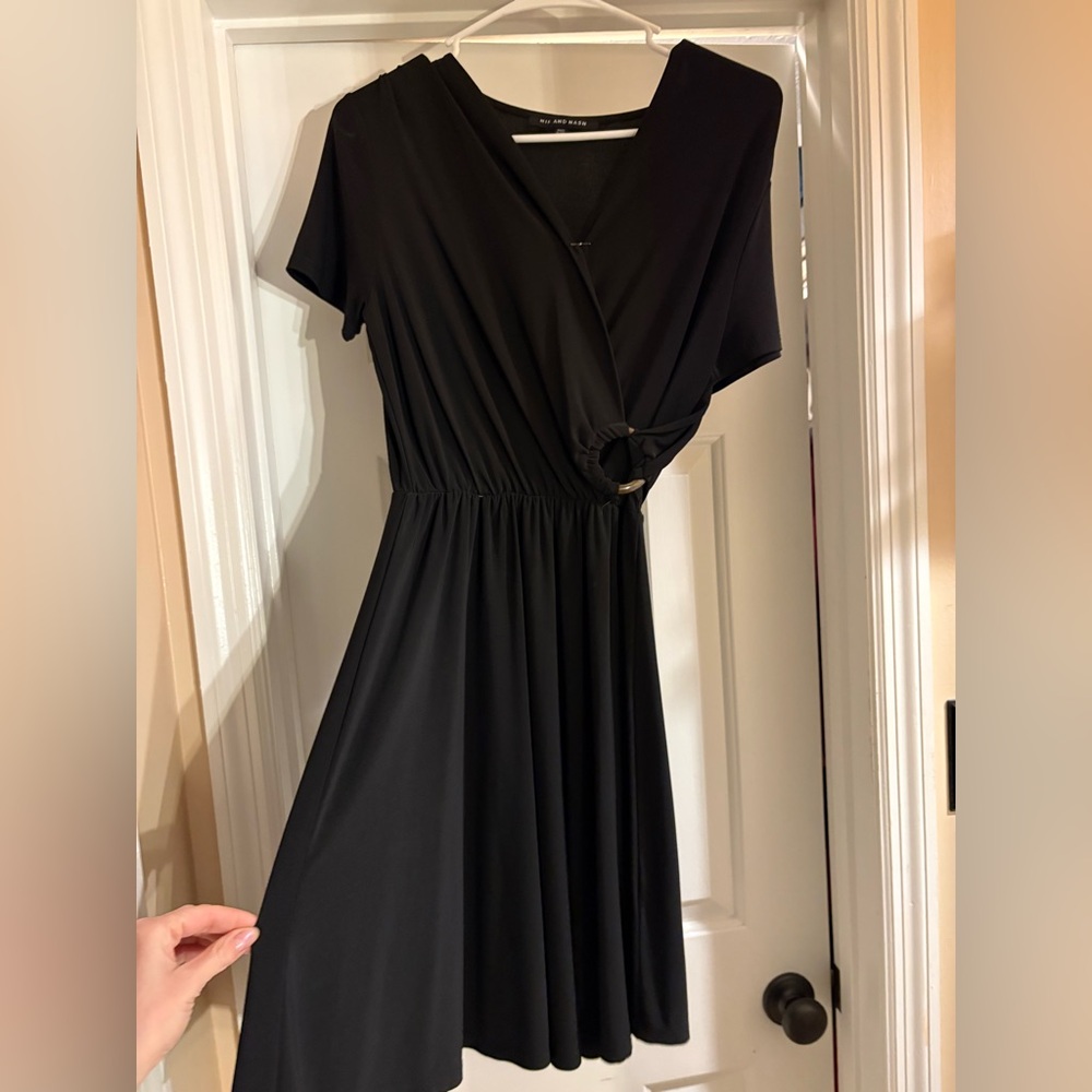 Chic Black Midi Wrap Dress